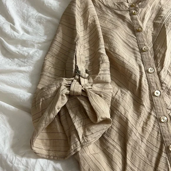 Apostrophe Shift Knee Length Striped Button-Up Dress - Picture 6 of 6